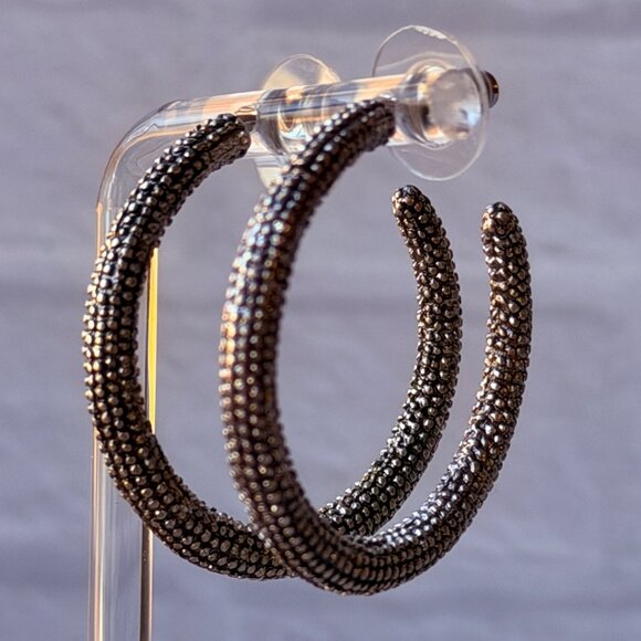 Vintage Chico’s Textured Silver Hoop Earrings Y2K Large Statement Unworn - Picture 9 of 14